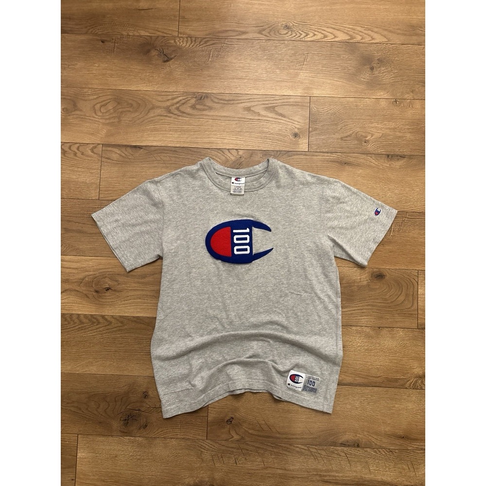 Champion Century Collection 100 Years Embroidered Chenille Logo Tee Size Large